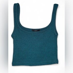 Forever 21 Green Ribbed Crop Tank Top
